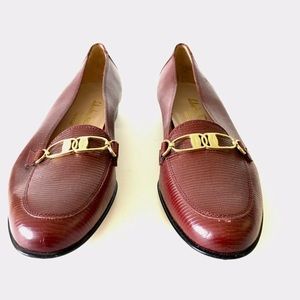 Salvatore Ferragamo Gancini Loafers Red Shoes Leather 8.5 AA